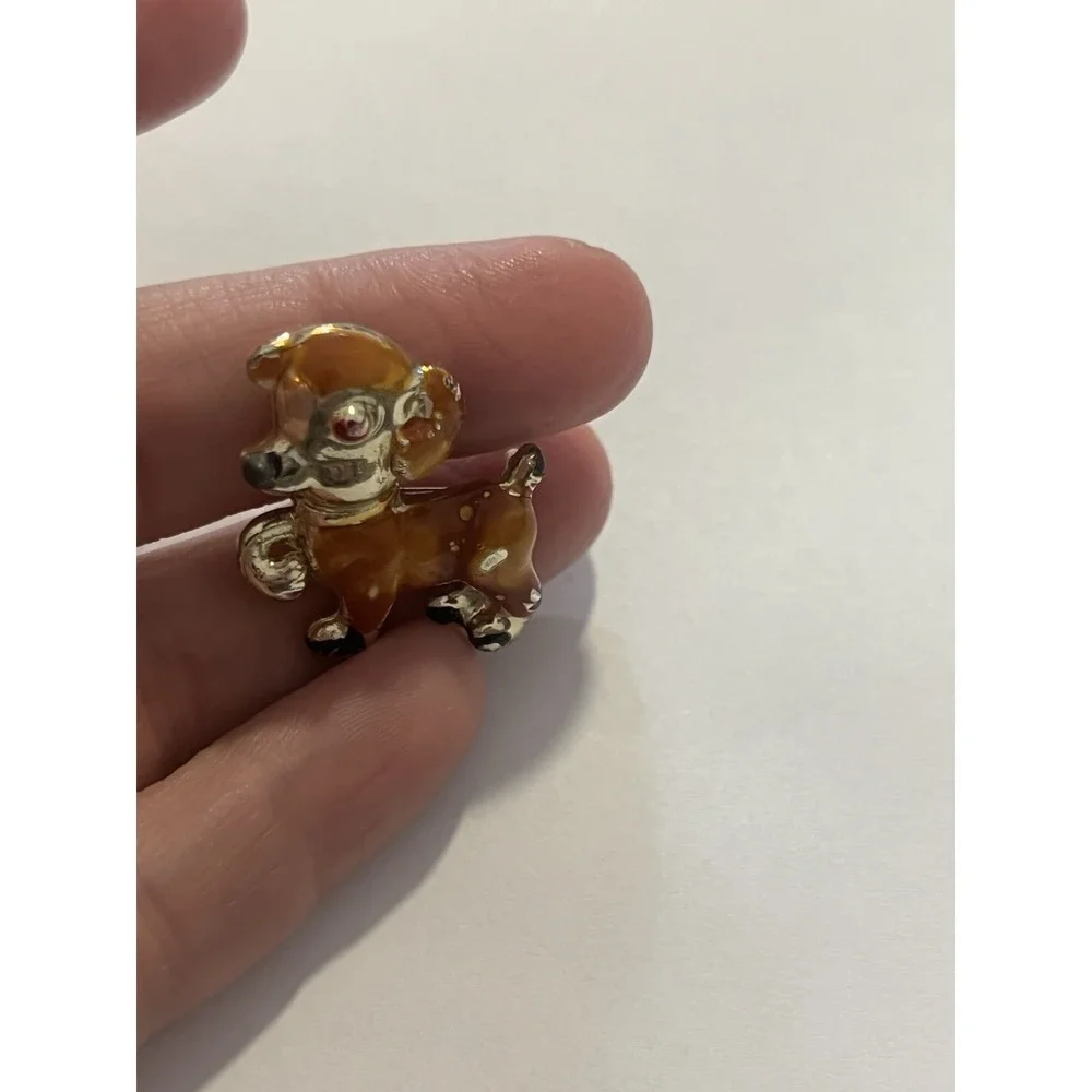 Vintage Mid Century Dog Puppy Brooch Pin Gold‎ Tone